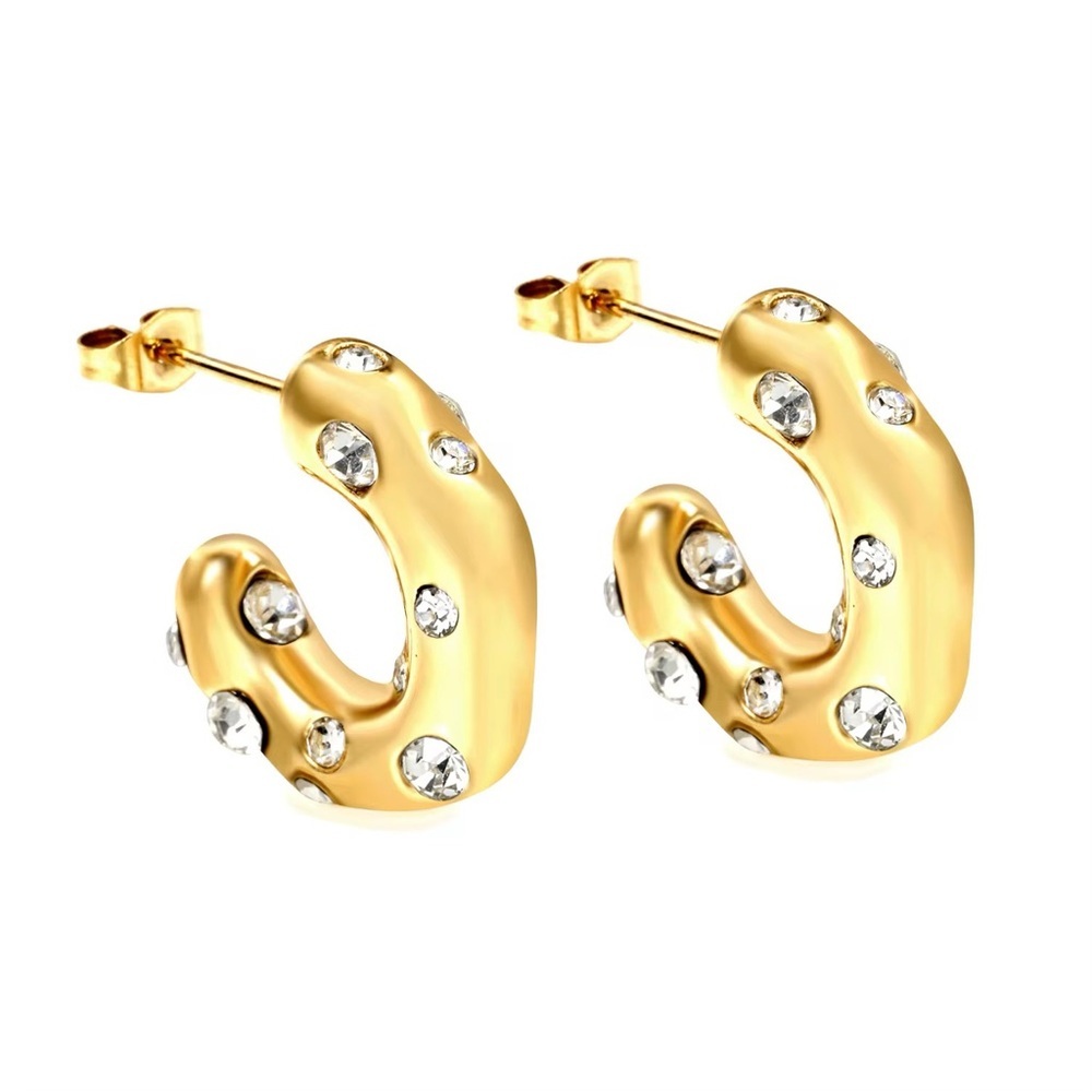 18 k Gold Plated Stainless Steel Cz  Hoop Earrings